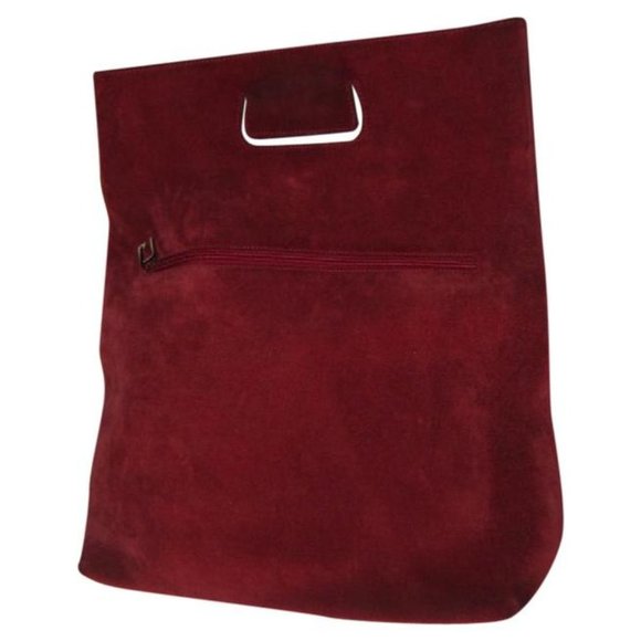 Gucci Vintage Red Suede And Leather Satchel Tote - Picture 1 of 12